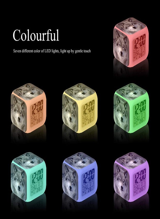 Cointone Led Alarm Clock Wolf Design Creative Desk Table Clock Glowing Electronic Colorful Digital Alarm Clock for Unisex Adults Kids Toy Birthday Present - Image 3